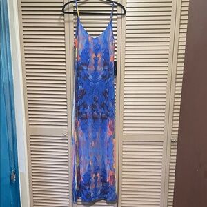 Lulu's Vibrant Blue and Orange Maxi Dress